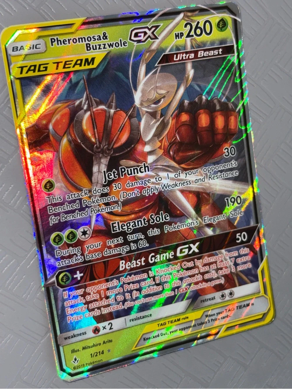 Pheromosa & Buzzwole GX 1/214 Unbroken Bonds TAG TEAM